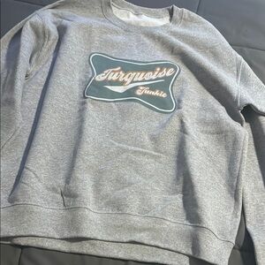 Gray Sweatshirt with Turquoise Graphic